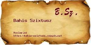 Bahis Szixtusz névjegykártya